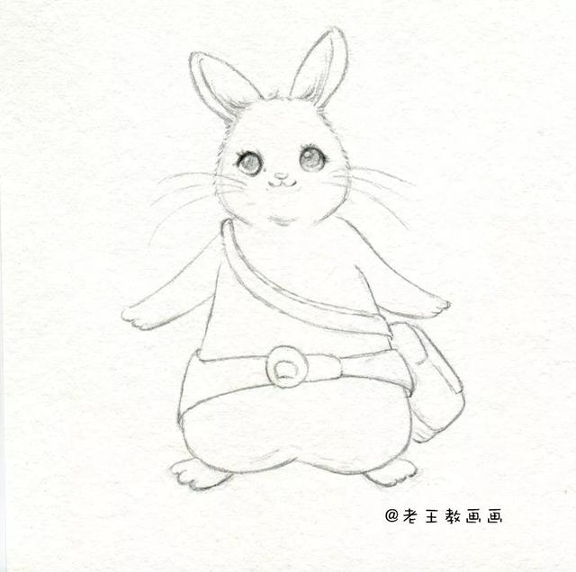 中秋节的玉兔怎么画步骤（教你画一只小玉兔）(3)