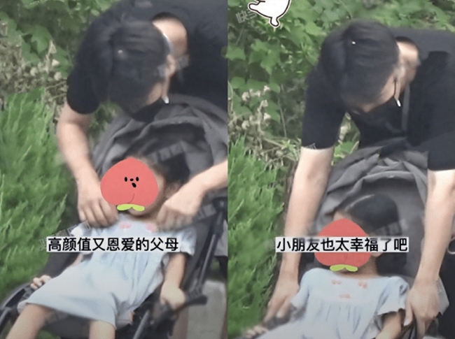 赵又廷推婴儿车接女儿放学 女儿颜值神似高圆圆