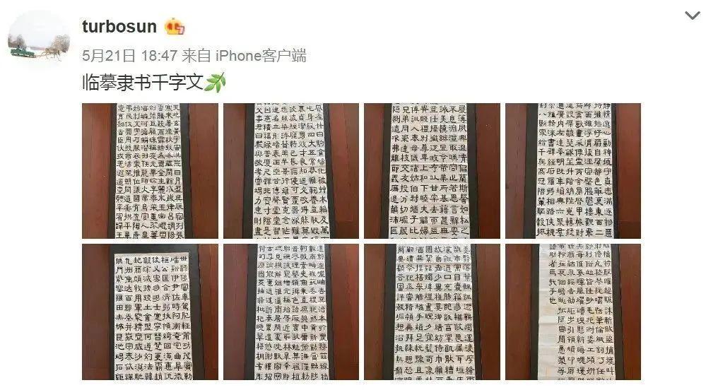 明星孙俪晒隶书千字文，一手好书法惹网友赞：被演员耽误的书法家