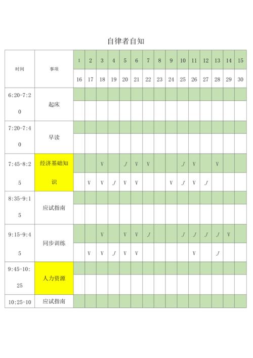 1、时间安排