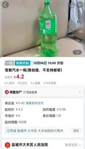 ​法院拍卖一瓶雪碧引围观，被执行人系千万注册资本企业法人