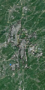 ​贵阳市建成区面积卫星地图实测