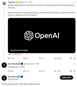 ​马斯克：OpenAI改名ClosedAI，我就撤销诉讼